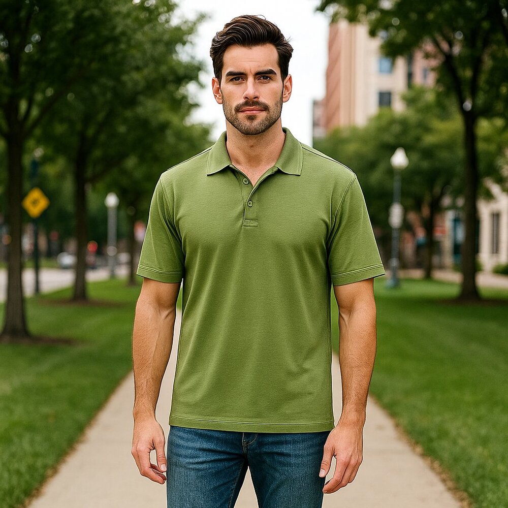 Tommy Bahama Jeans Polo Golf Men XL/TG Olive Island Modern Fit Pima Cotton Shirt